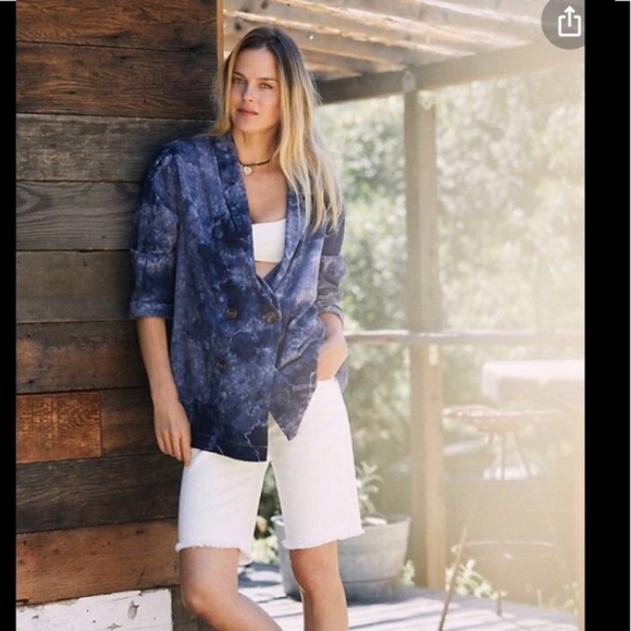 Anthropologie Amadi Hilde Tie Dye Linen Blend Blazer - Picture 1 of 14